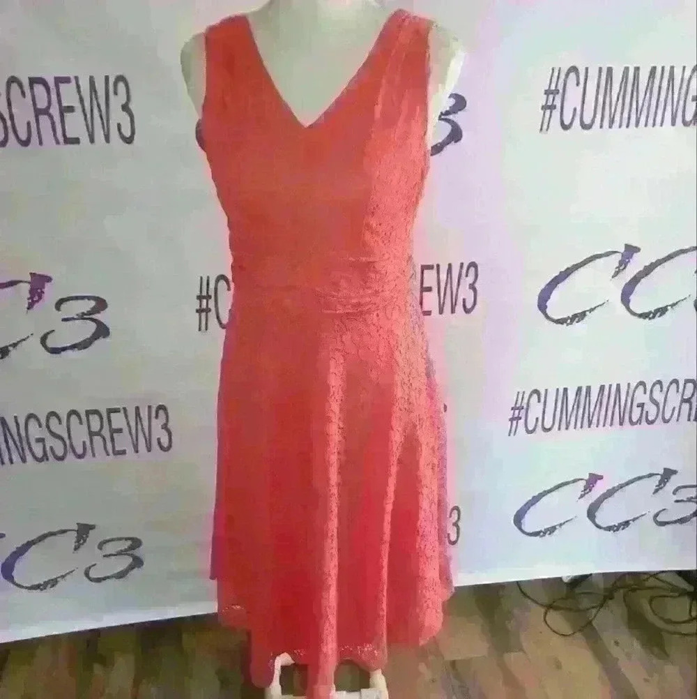 Roz and Ali dress Barn Coral sleeveless summer dress size 8 new with tags